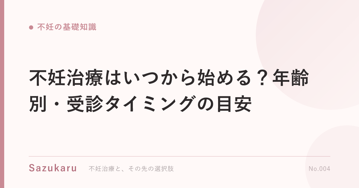 不妊治療はいつから始める？年齢別・受診タイミングの目安