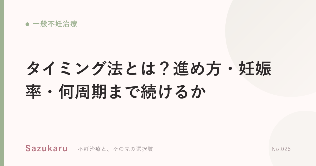 タイミング法とは？進め方・妊娠率・何周期まで続けるか