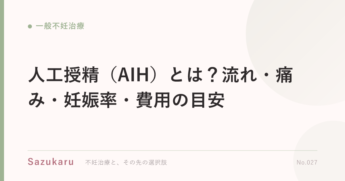 人工授精（AIH）とは？流れ・痛み・妊娠率・費用の目安